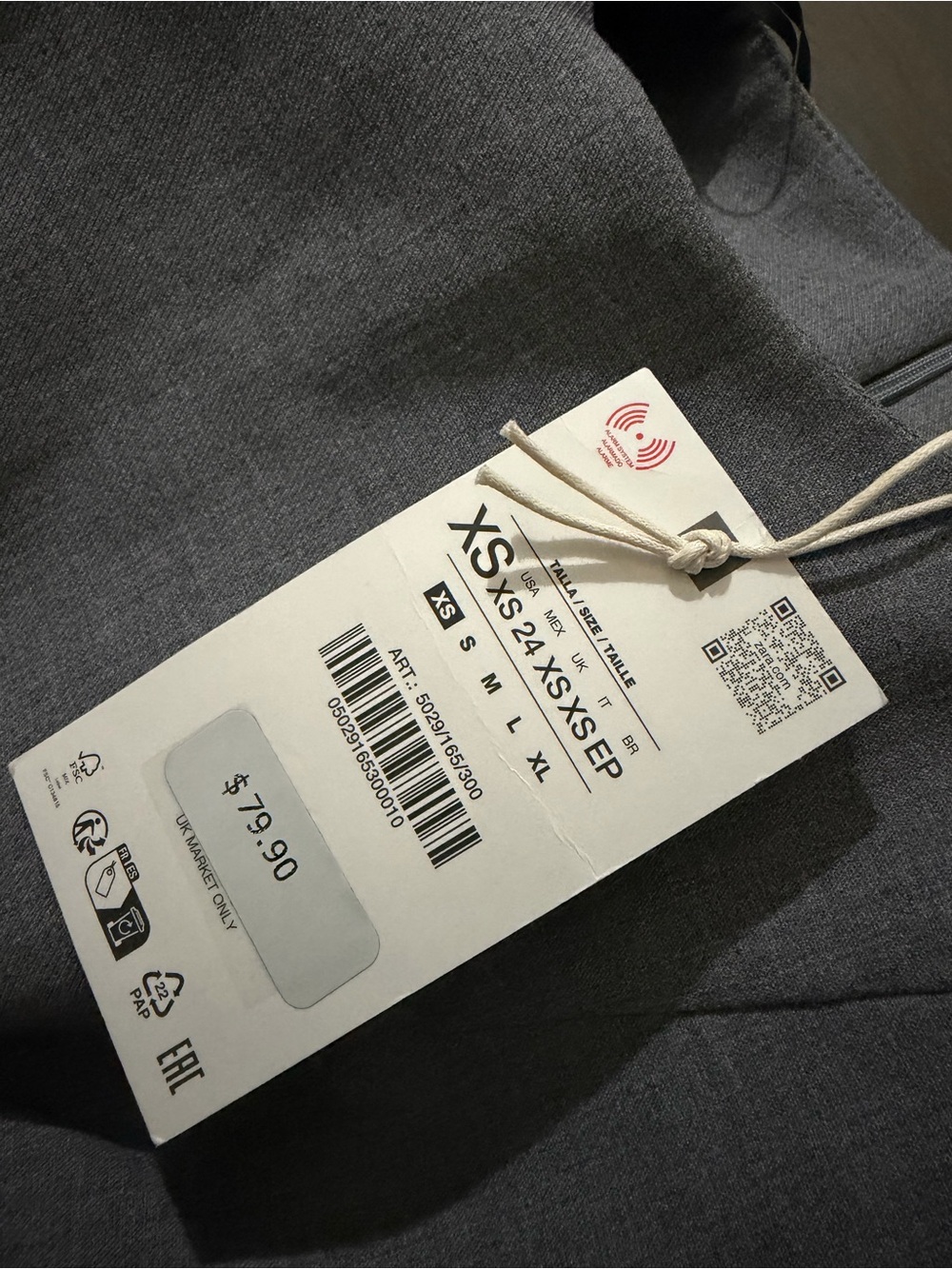 Zara Light Gray Sleeveless Mini Dress with Black Waist Tie - Picture 9 of 9